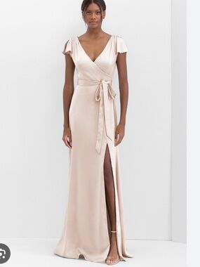 Watters: Livia Blush Wrap-Front Maxi Dress